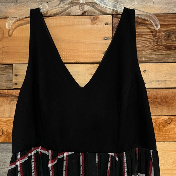 Torrid Midi Chiffon Plaid Skirt Mixed Media Skater Dress Black/Red Plus Size 16 - Picture 7 of 14